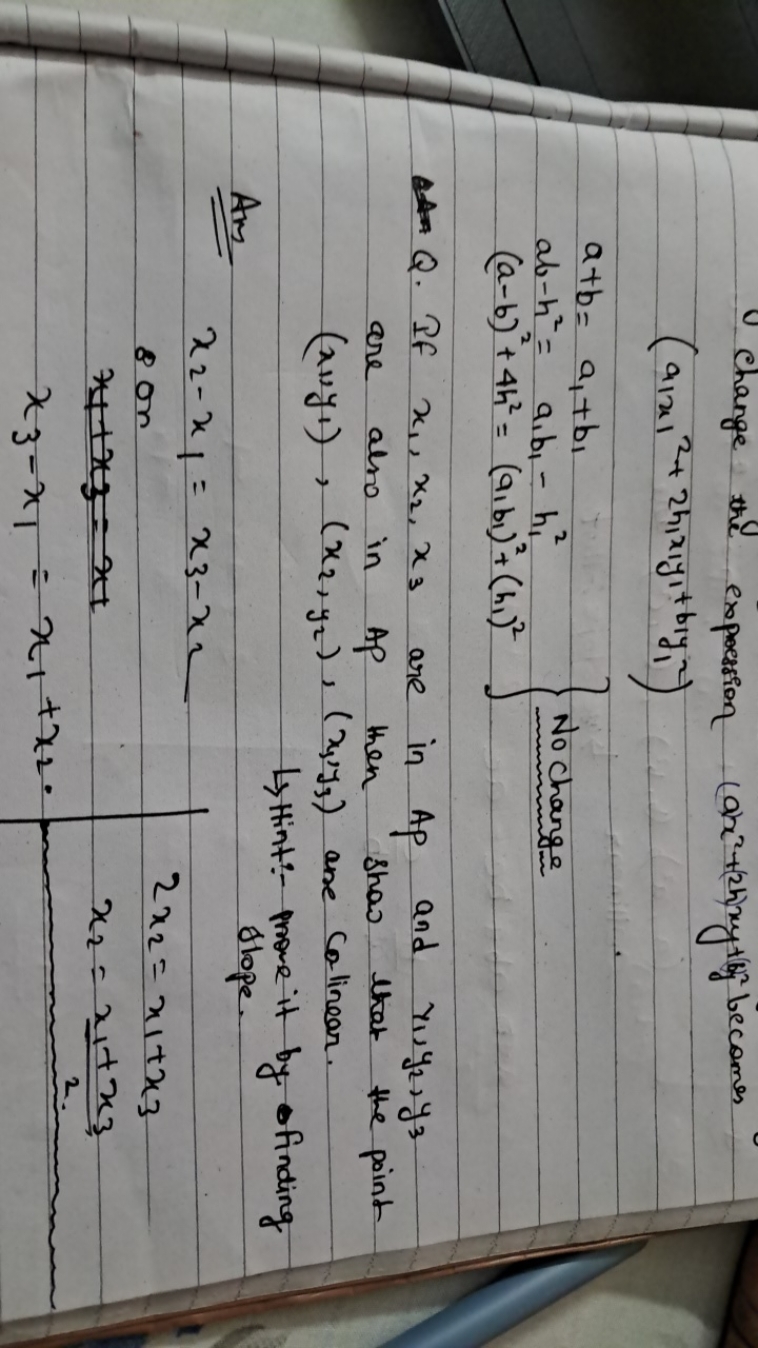 Change the expression (ax2+(2h)xy+b)2b becomes
(a∣x​∣∣​2+2h1​x1​y1​+b1