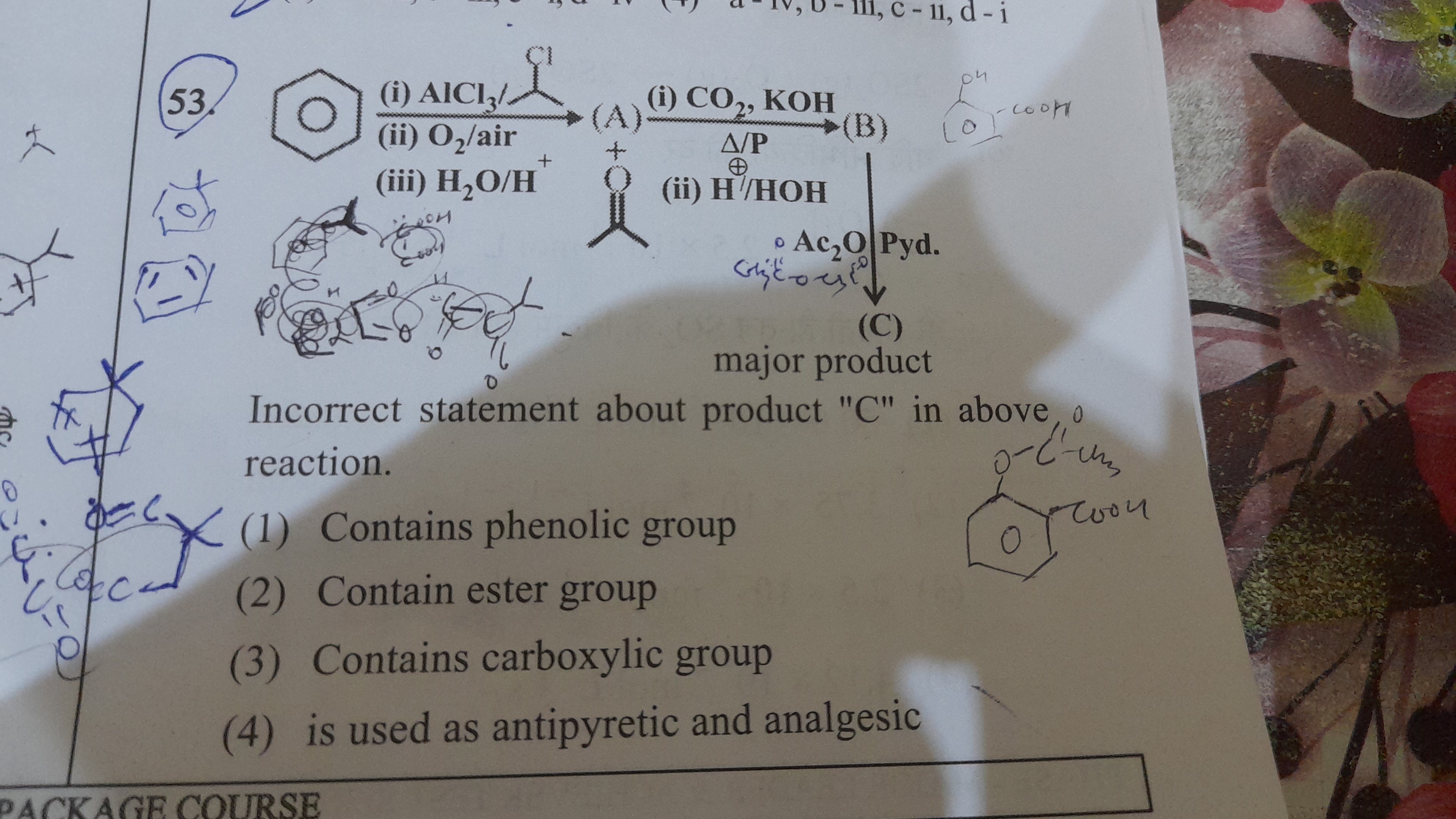 53.
(B)
(iii) H2​O/H+
CC(C)=[OH+]
(ii) ⊕/HOH
105
(C)
major product
Inc