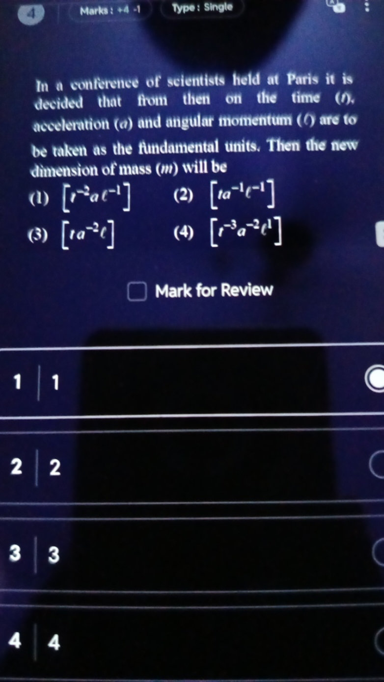 4
Marks: +4 -1
Type : Single

In a conference of scientists held at Pa