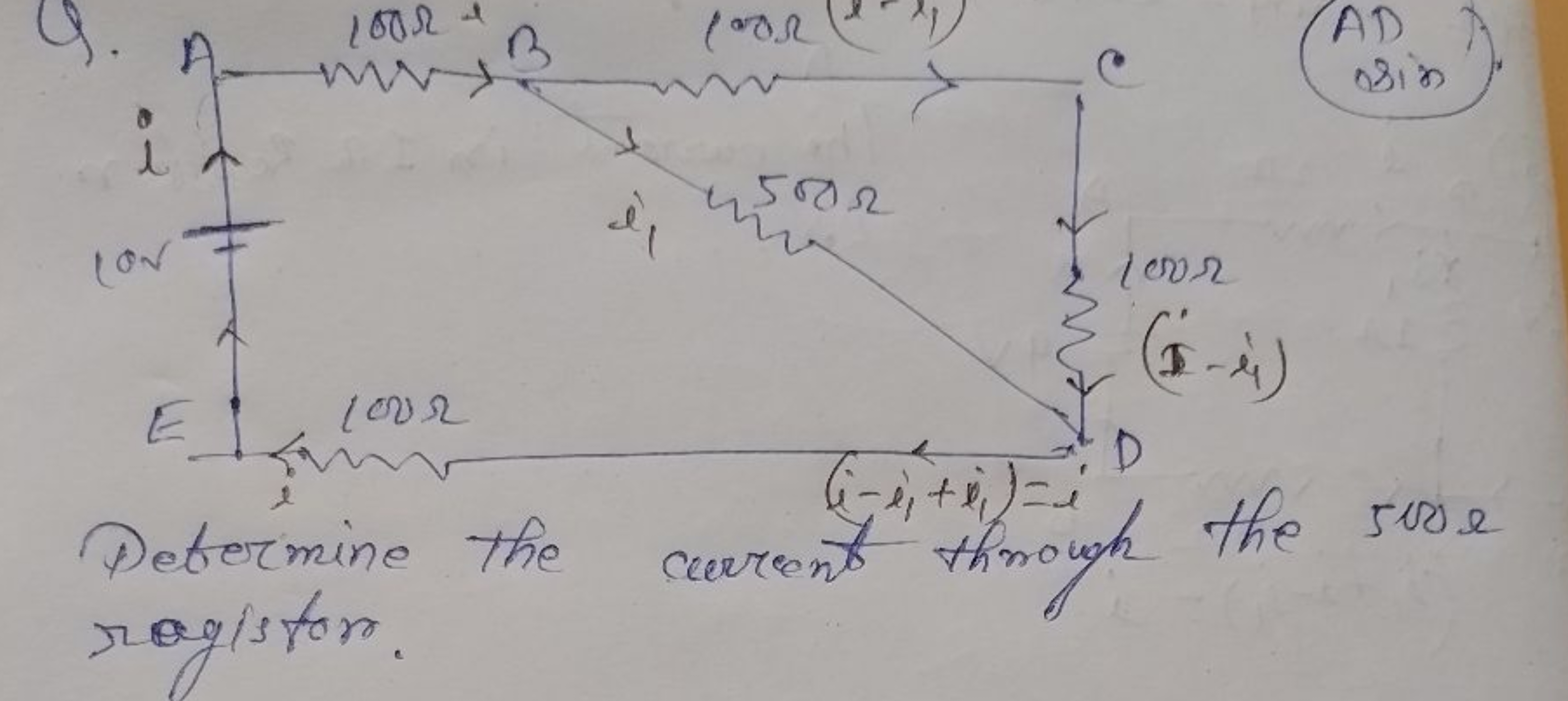 Q.
(ADsin).

Determine the current through the 500 e rogistor.