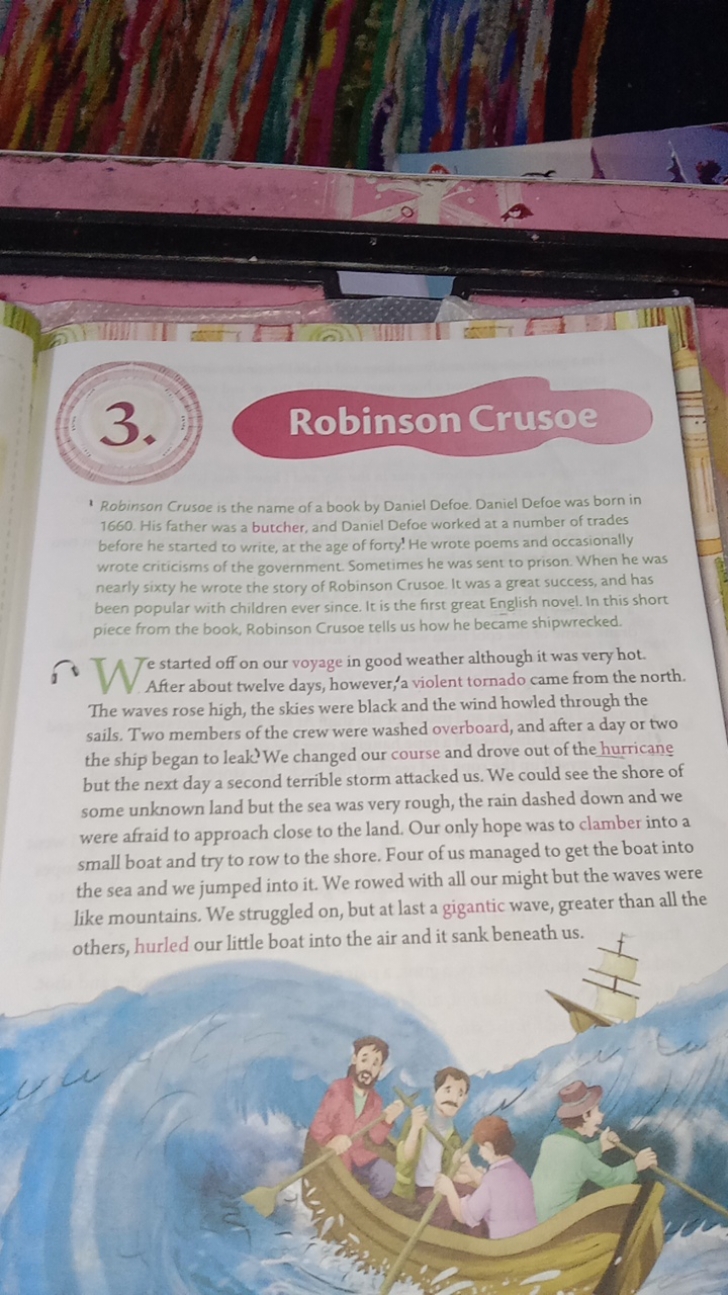 Robinson Crusoe
1 Robinson Crusoe is the name of a book by Daniel Defo