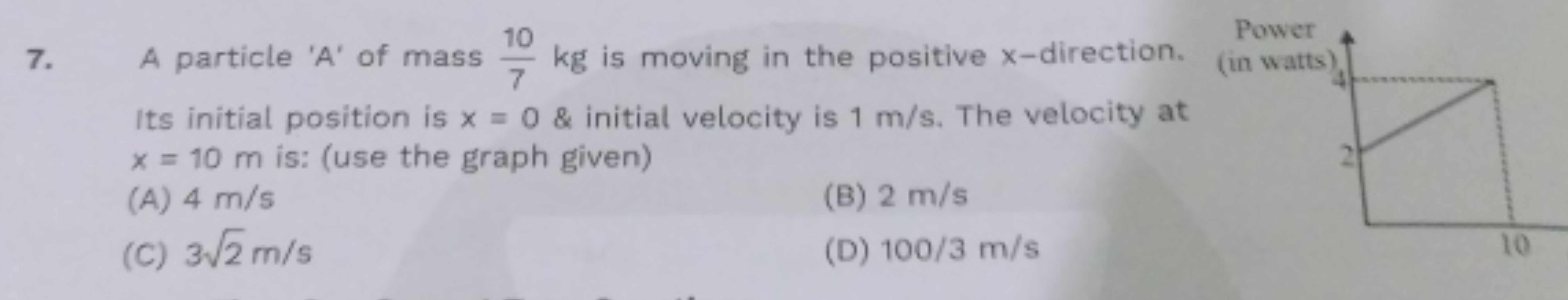 7. A particle 'A' of mass 710​ kg is moving in the positive x-directio