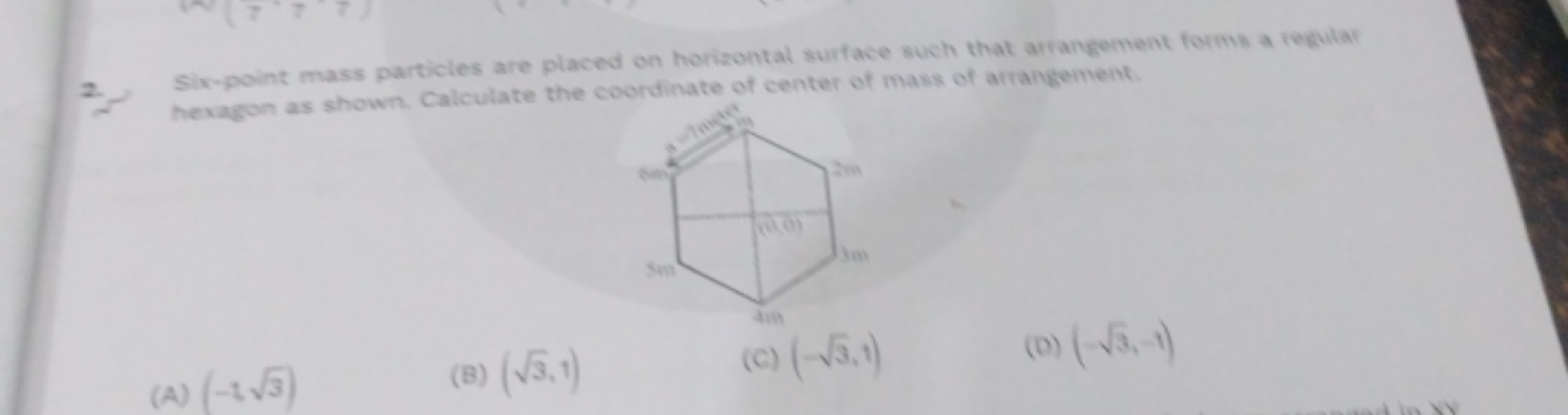 2 Six-point mass particles are placed on horizontal surface such that 