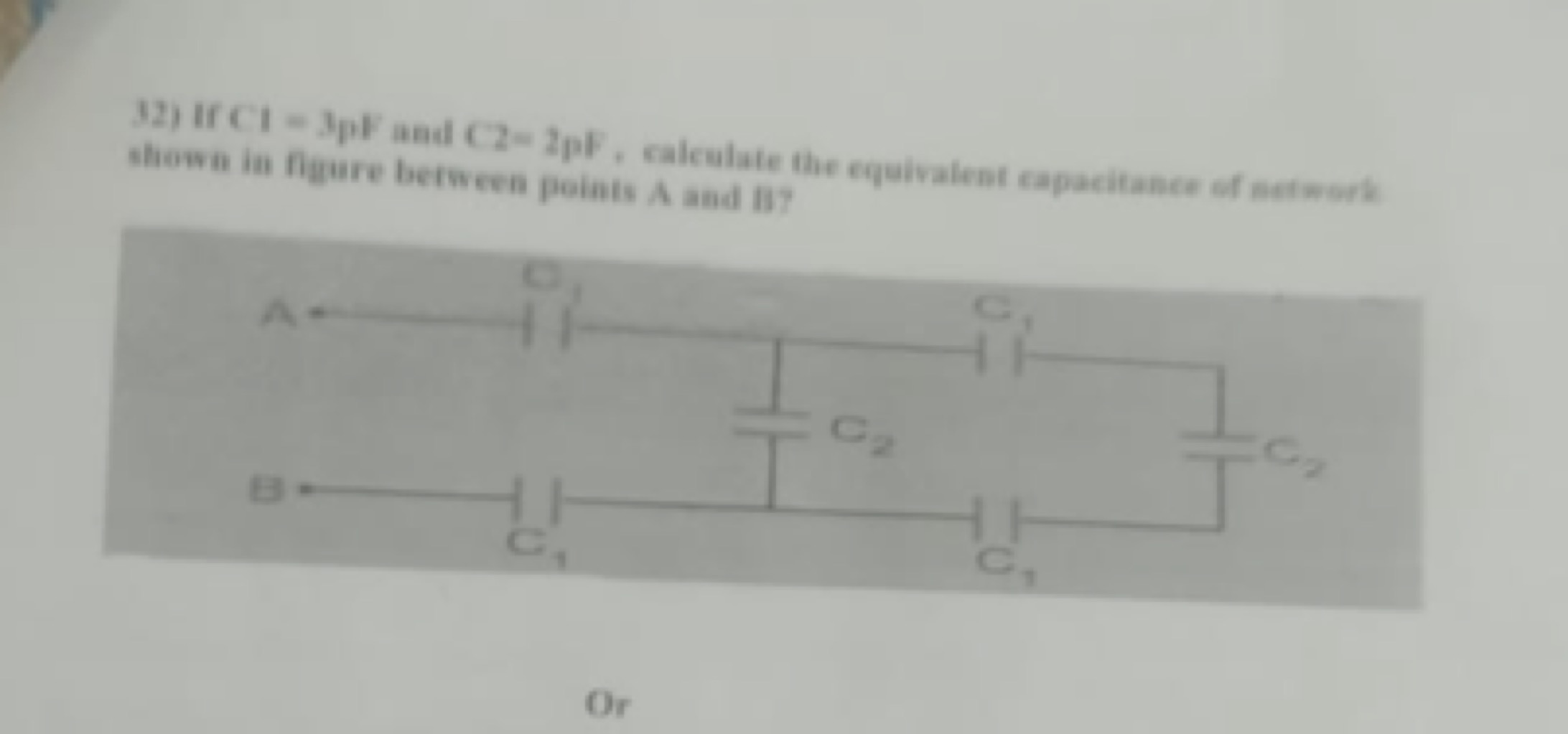 32) If CI =3pF and C=2pF, calculate the equivalent capacitance of setw