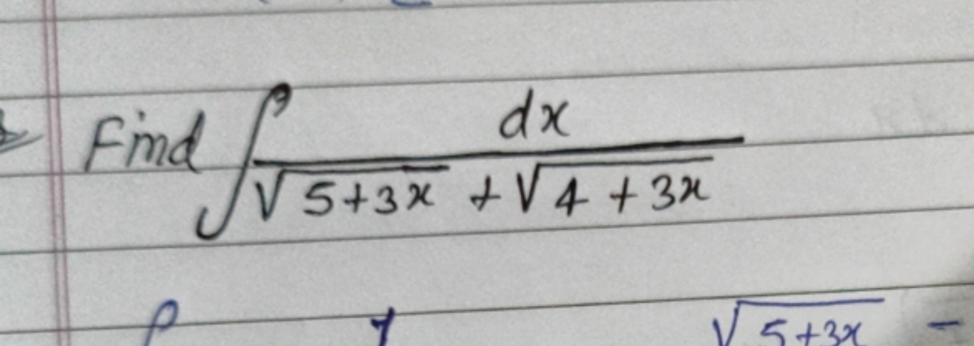 Find ∫5+3x​+4+3x​dx​