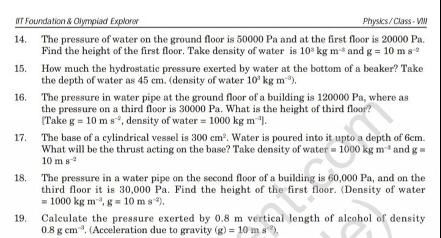 IIT Foundation \& Olympiad Explorer
Physics / Class - VIII
14. The pre