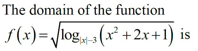 The domain of the function f(x)=log∣x∣−3​(x2+2x+1)​ is