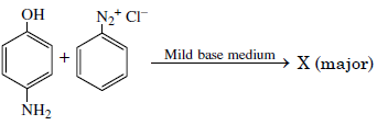 OH
앤
+
N₂+ CI-
Mild base medium X (major)
NH2