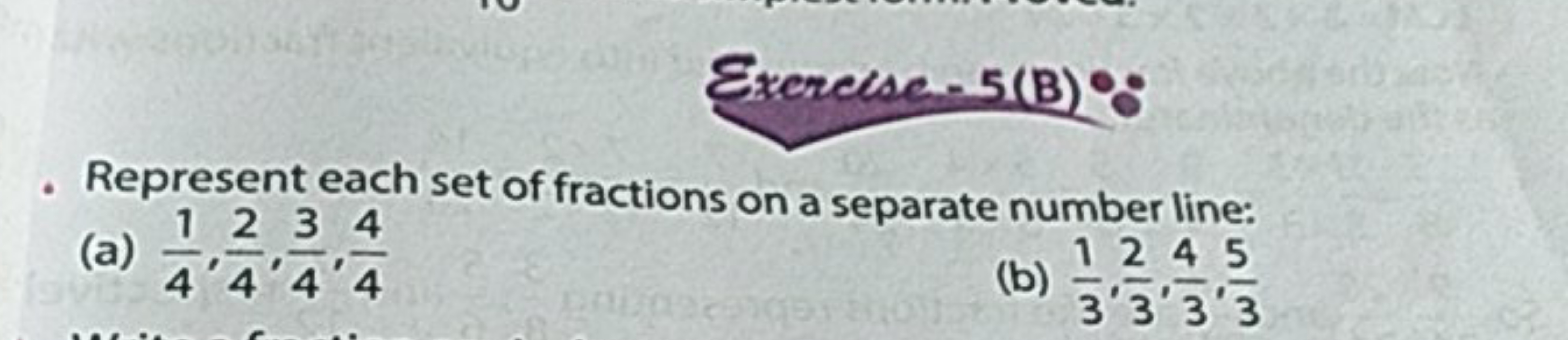  Exercesa-5(B) ​∵
Represent each set of fractions on a separate number