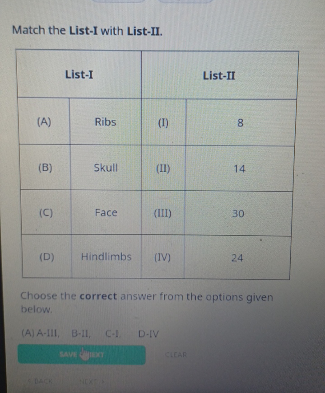 Match the List-I with List-II.
\begin{tabular} { | c | c | c | c | } 
