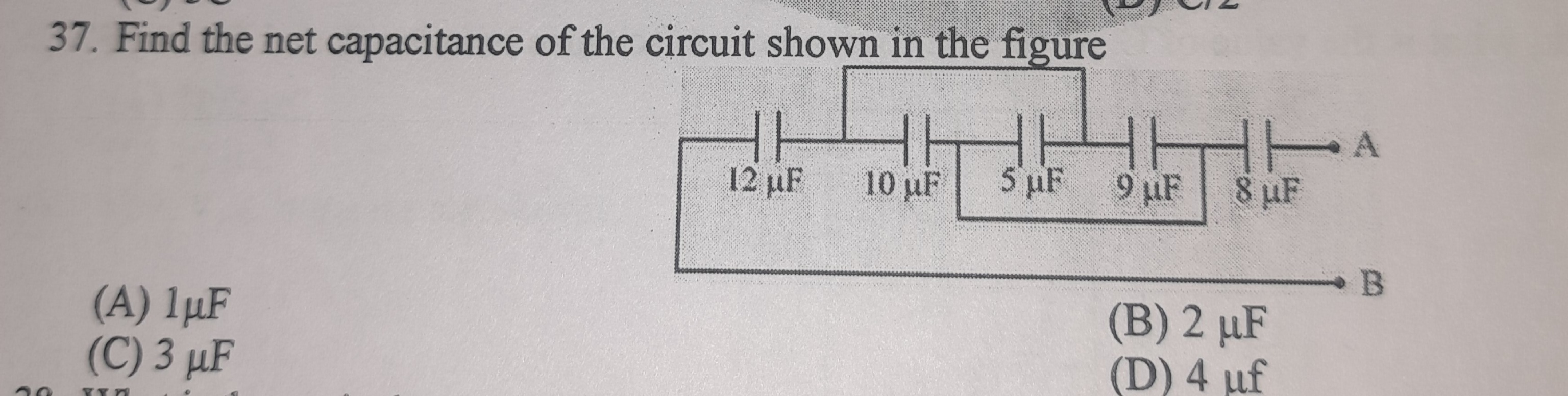 Find the net capacitance of the circuit shown in the figure