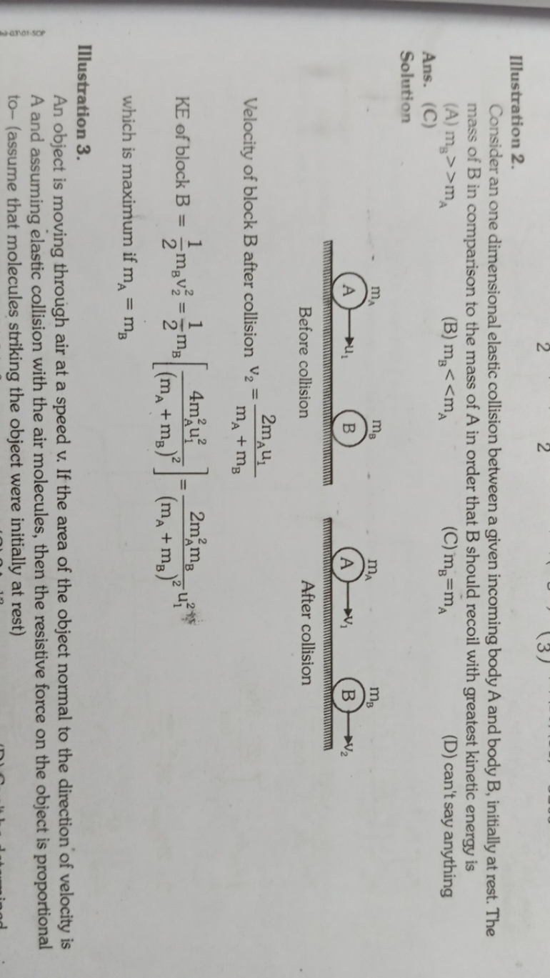 Illustration 2.
Consider an one dimensional elastic collision between 