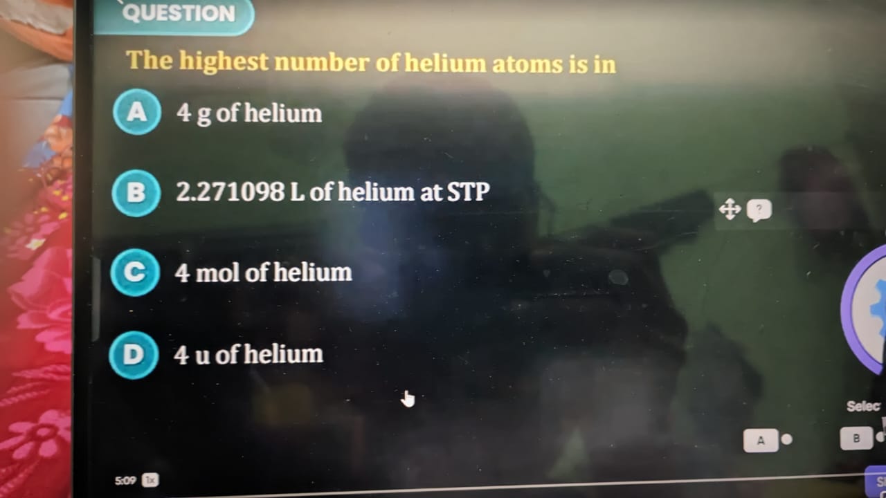 QUESTION The highest number of helium atoms is in