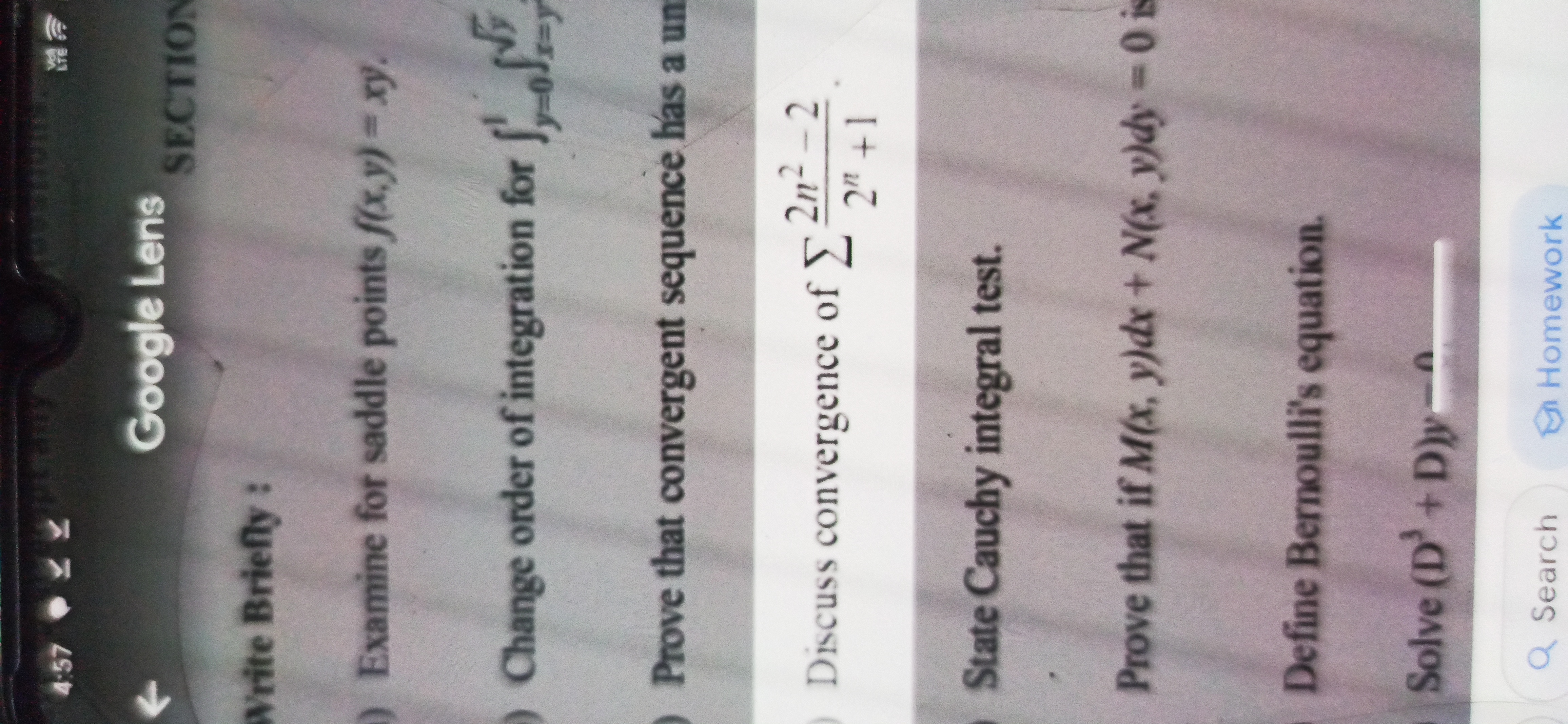 Google Lens
Write Briefly :
Examine for saddle points f(x,y)=xy.

Chan