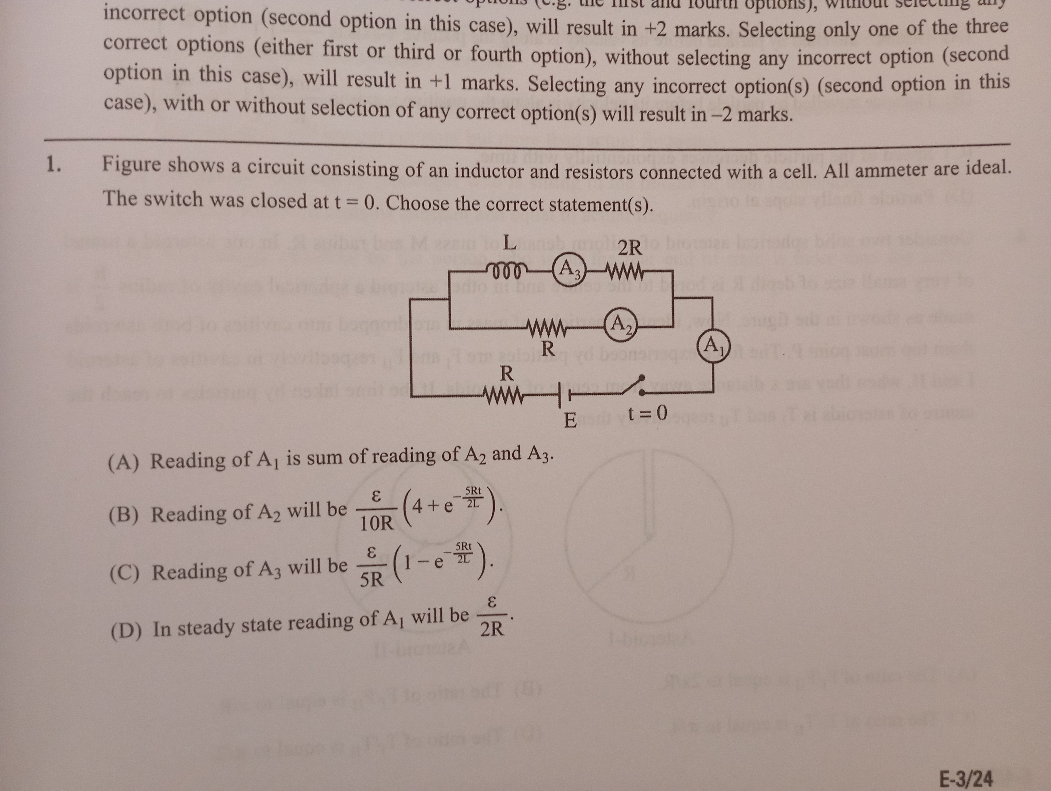 incorrect option (second option in this case), will result in +2 marks