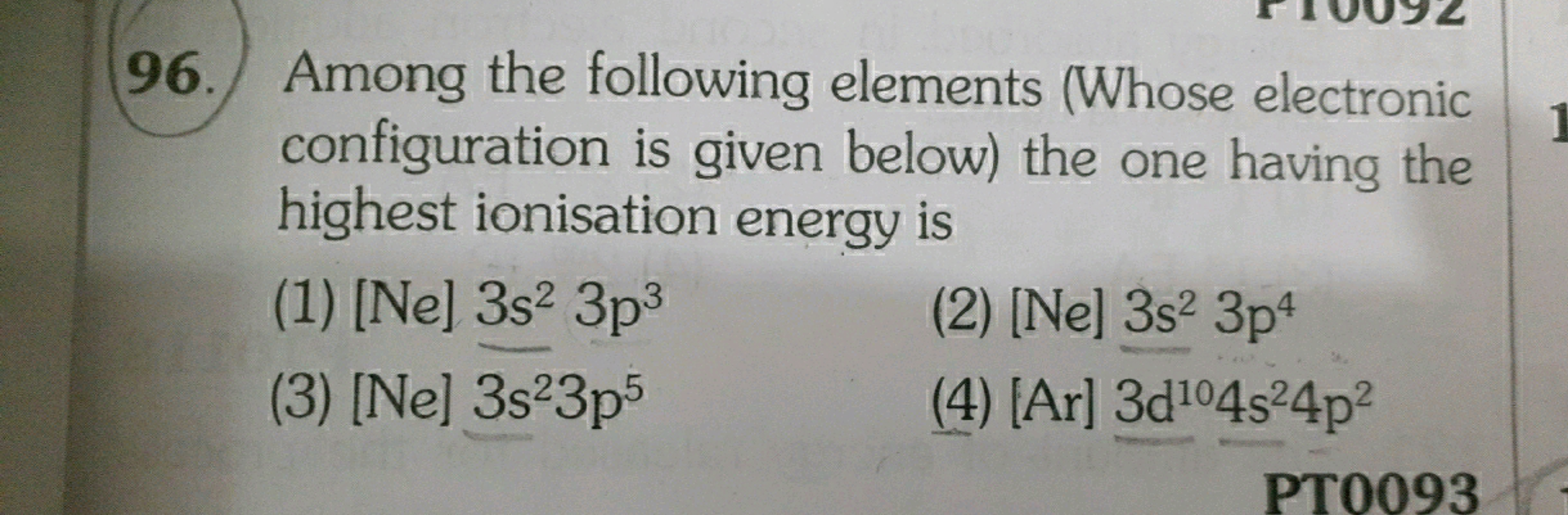 96. Among the following elements (Whose electronic configuration is gi