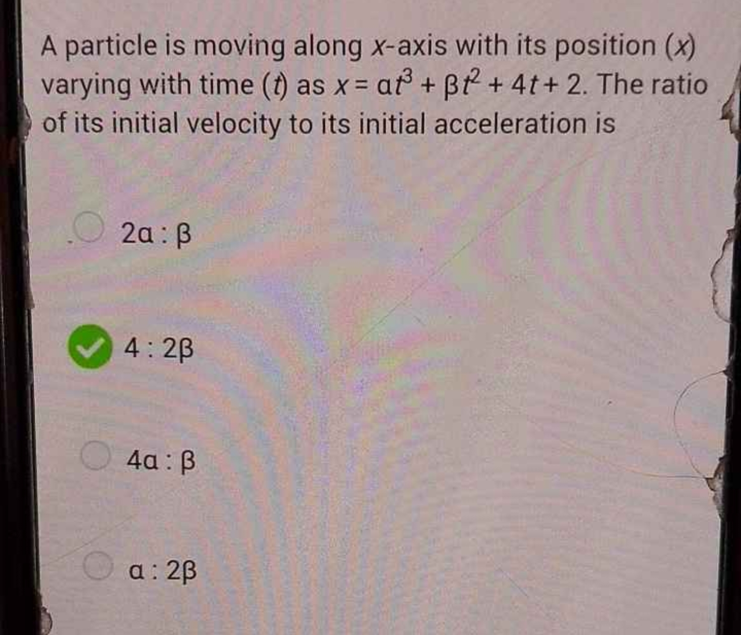 A particle is moving along x-axis with its position (x) varying with t