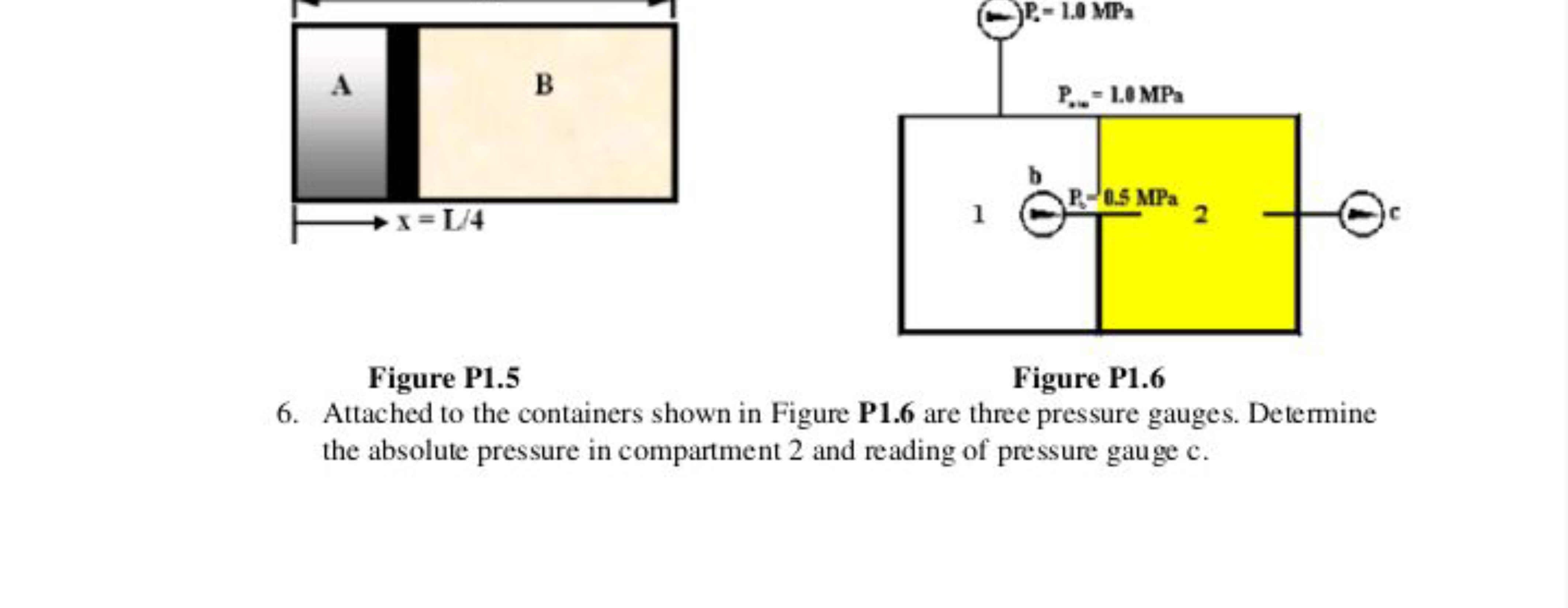 Figure P1.5
Figure P1.6
6. Attached to the containers shown in Figure 