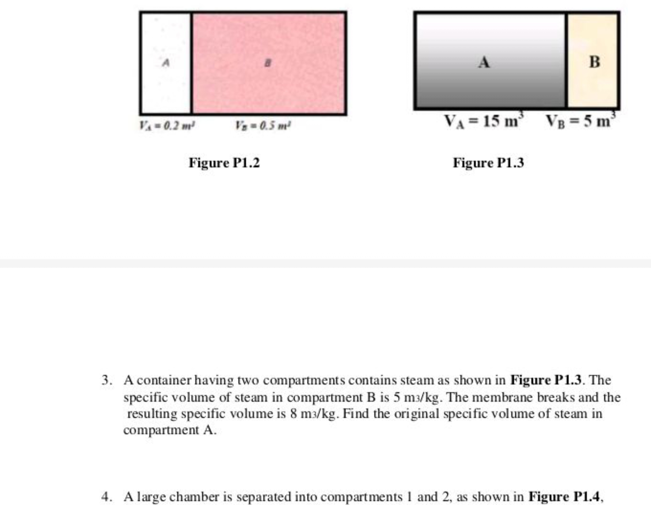 Figure P1.2
Figure P1.3
3. A container having two compartments contain