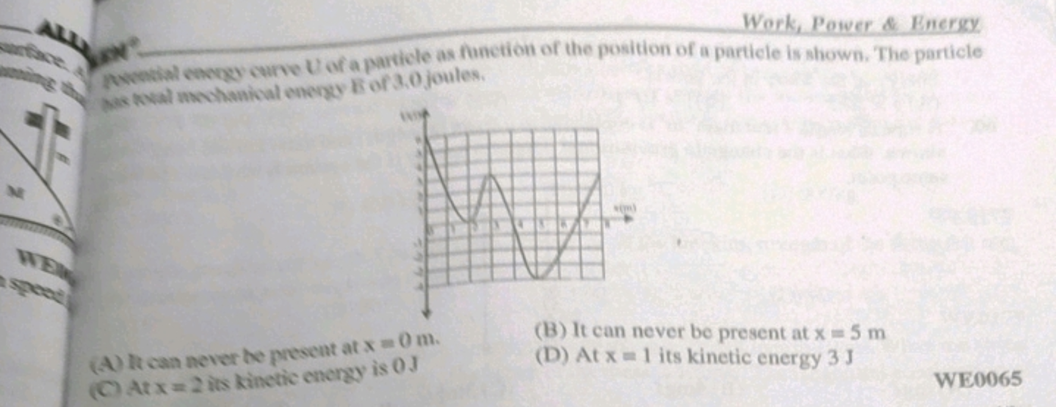 Work, Power \& Energy
frobtial congey curne UI of a particle as functi