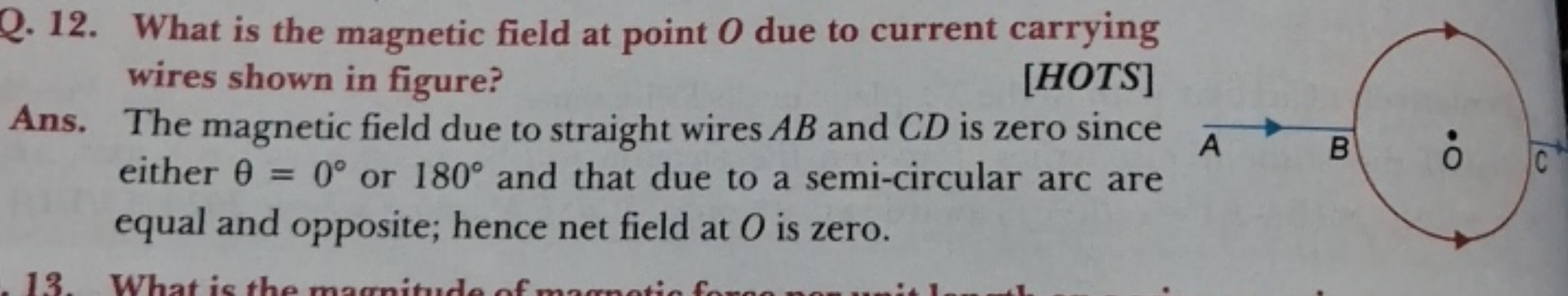 Q. 12. What is the magnetic field at point O due to current carrying w