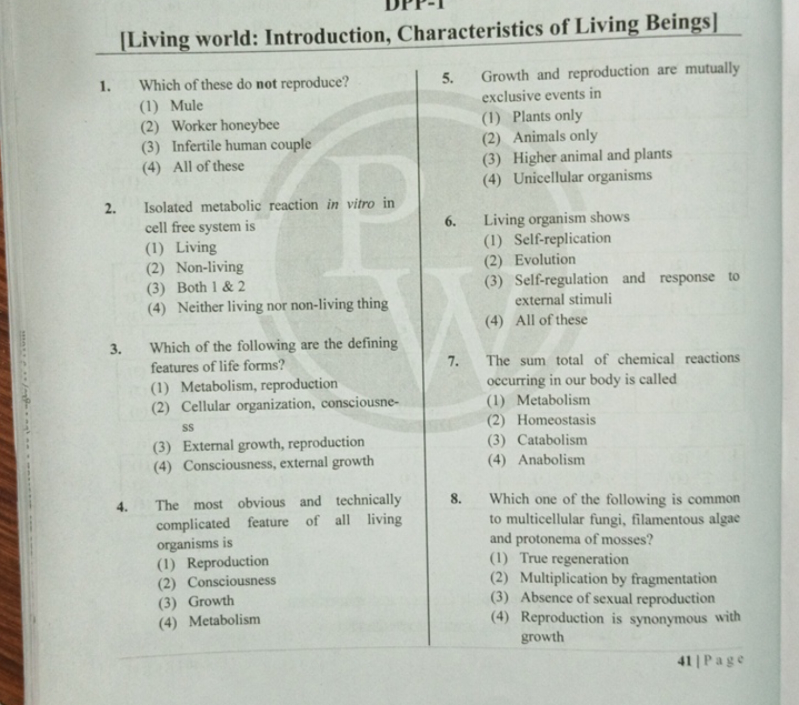 [Living world: Introduction, Characteristics of Living Beings]
1. Whic