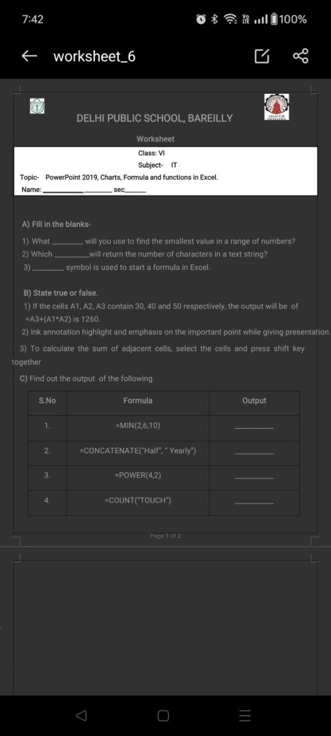 7:42
worksheet_6

DELHI PUBLIC SCHOOL, BAREILLY
Worksheet
Class: VI
Su