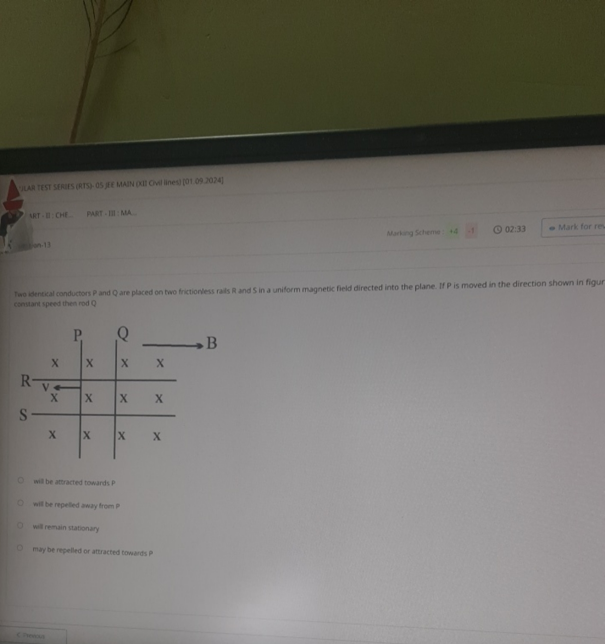 JLAR TEST SERIES (RTS)- 05 JEE MAIN (Xil Civil lines) (01.09.2024)
20.