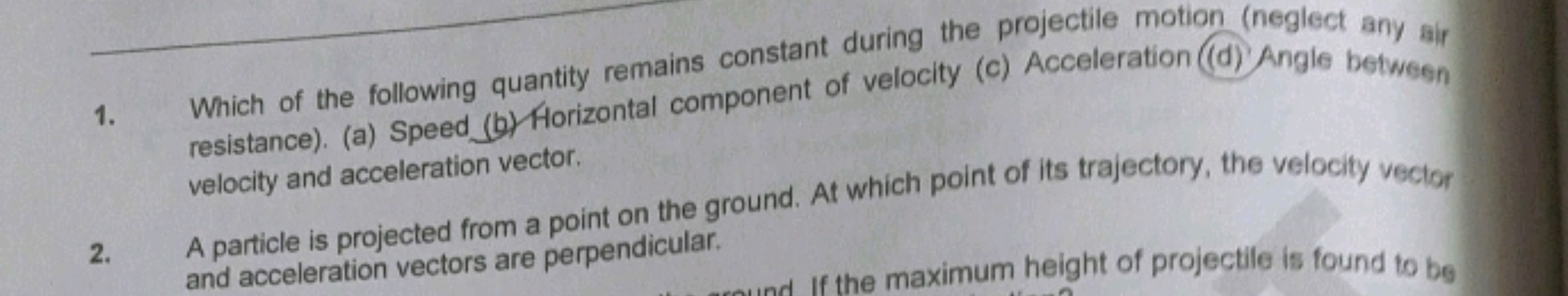 1. Which of the following quantity remains constant during the project