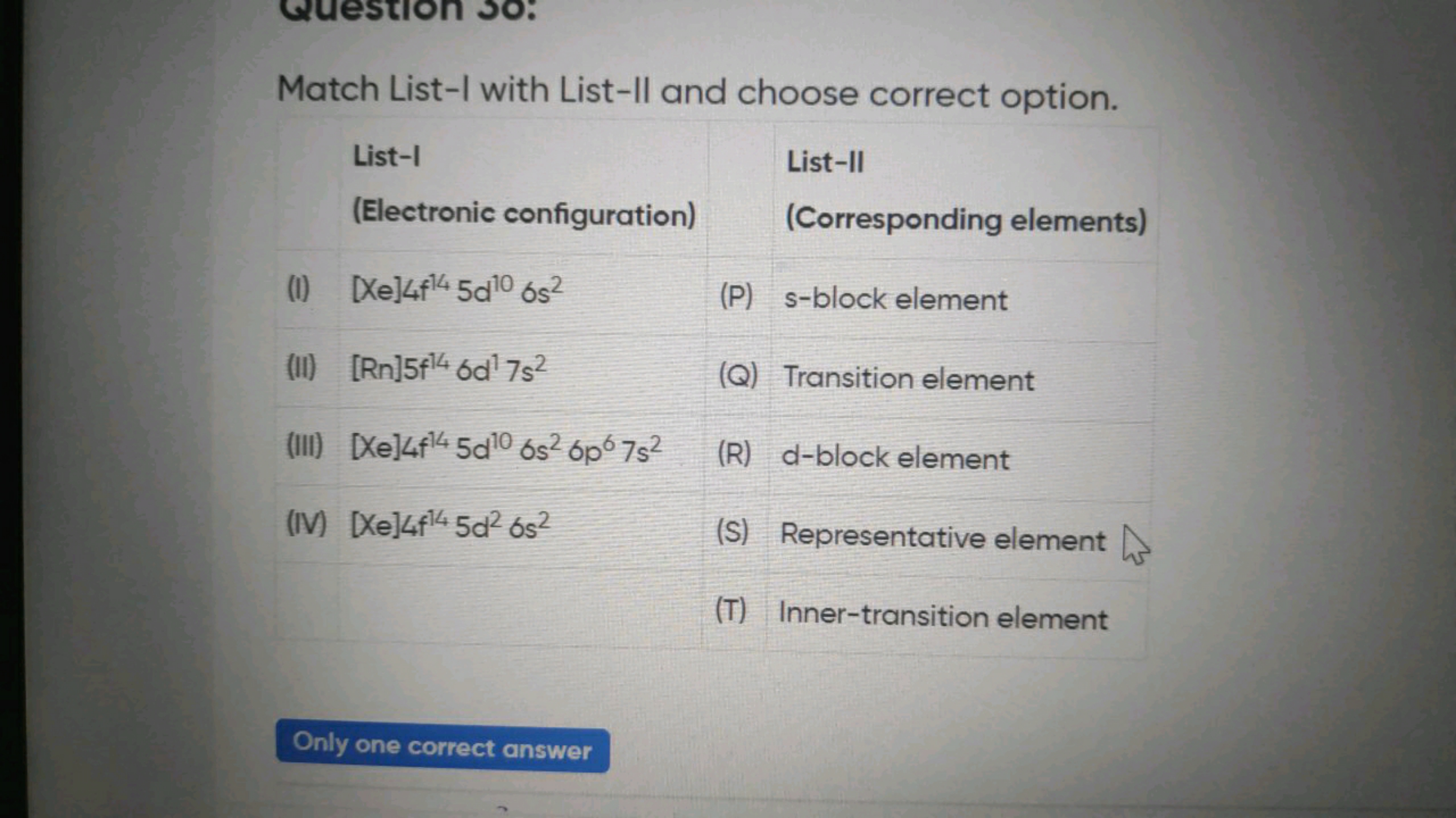 Match List-I with List-II and choose correct option.
List-I
List-II
(E