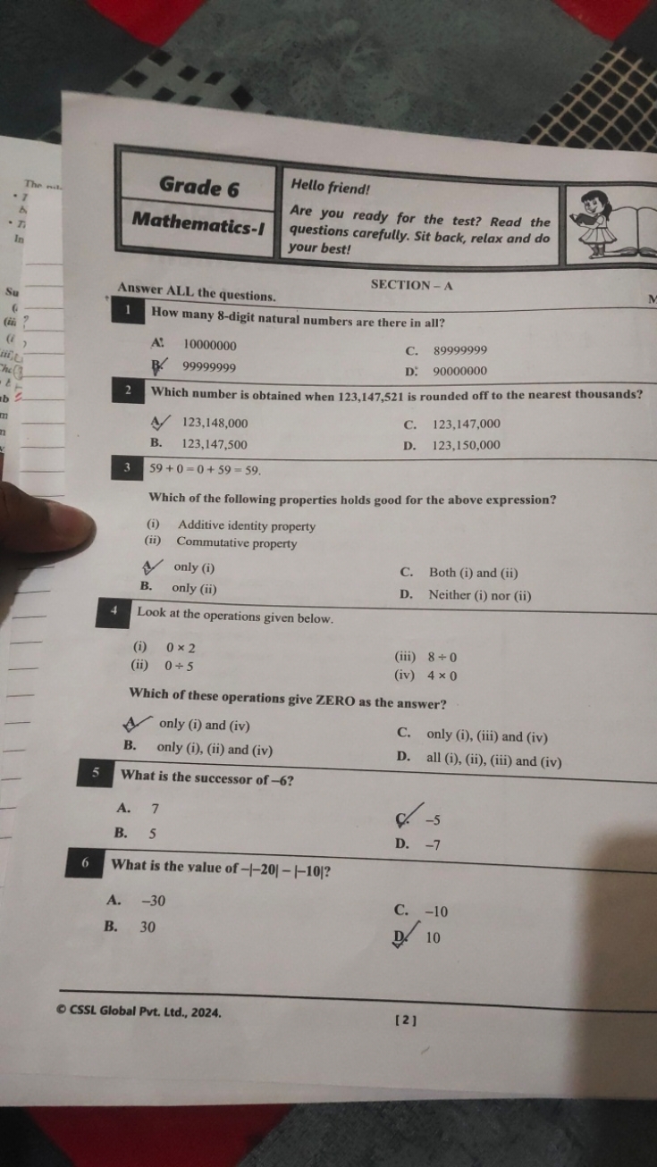 Grade 6
Hello friend!
Mathematics-1
Are you ready for the test? Read t