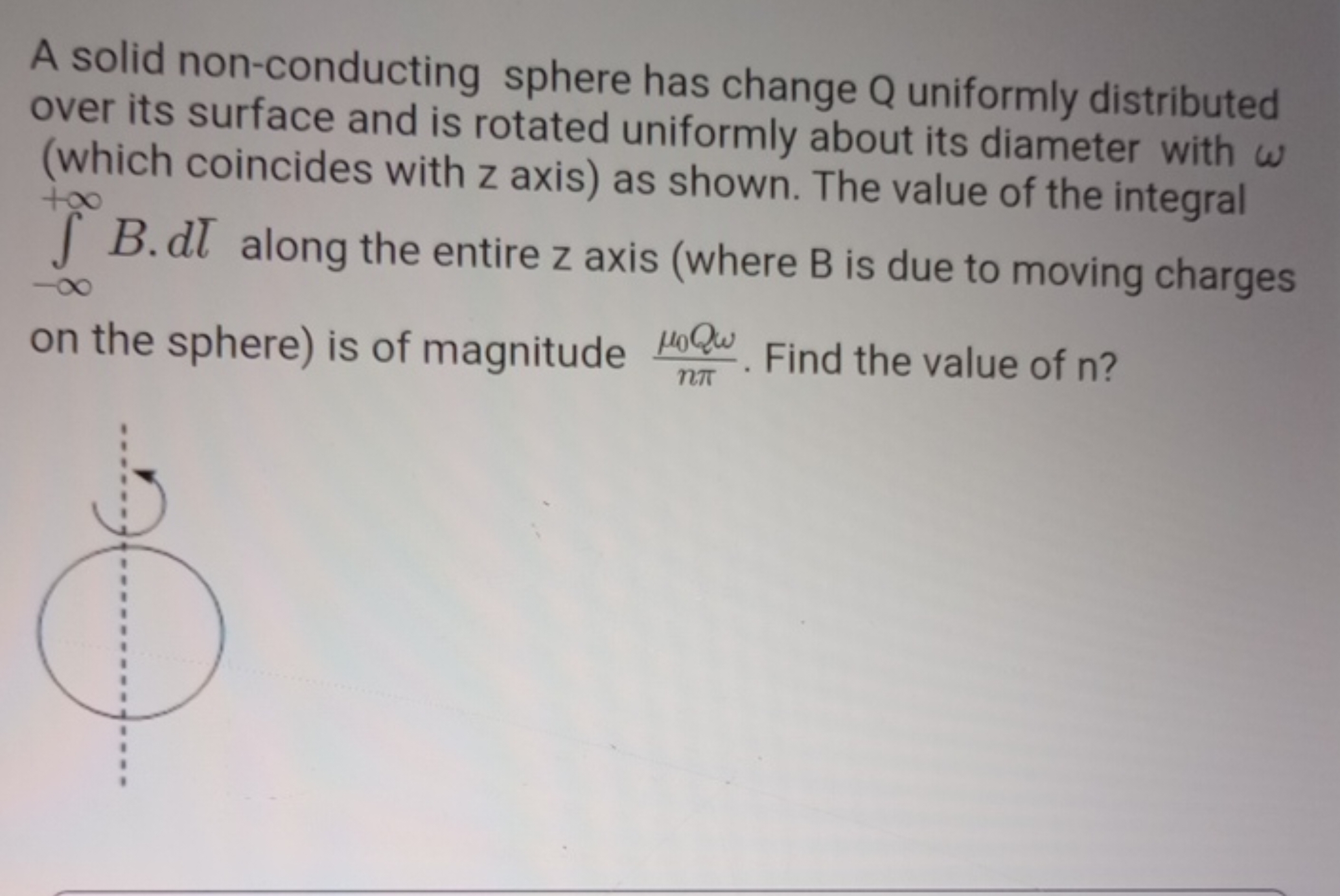 A solid non-conducting sphere has change Q uniformly distributed over 