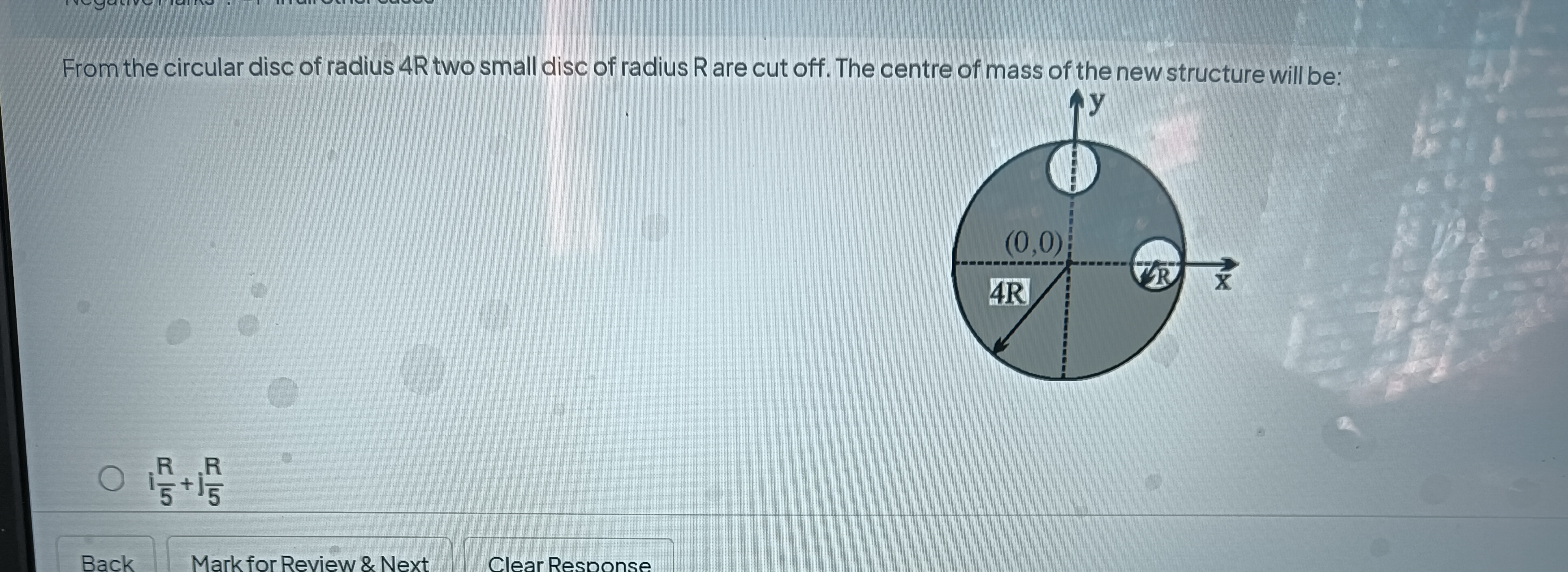 From the circular disc of radius 4R two small disc of radius R are cut