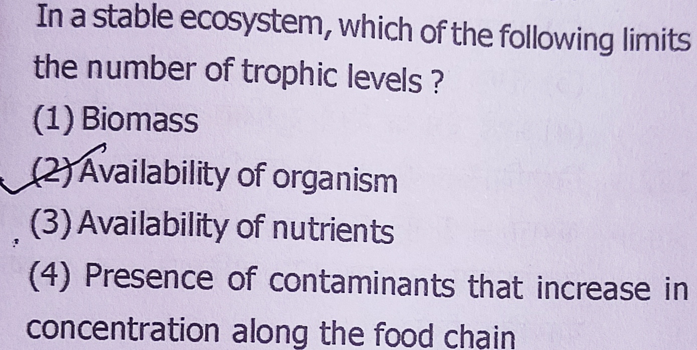 In a stable ecosystem, which of the following limits the number of tro