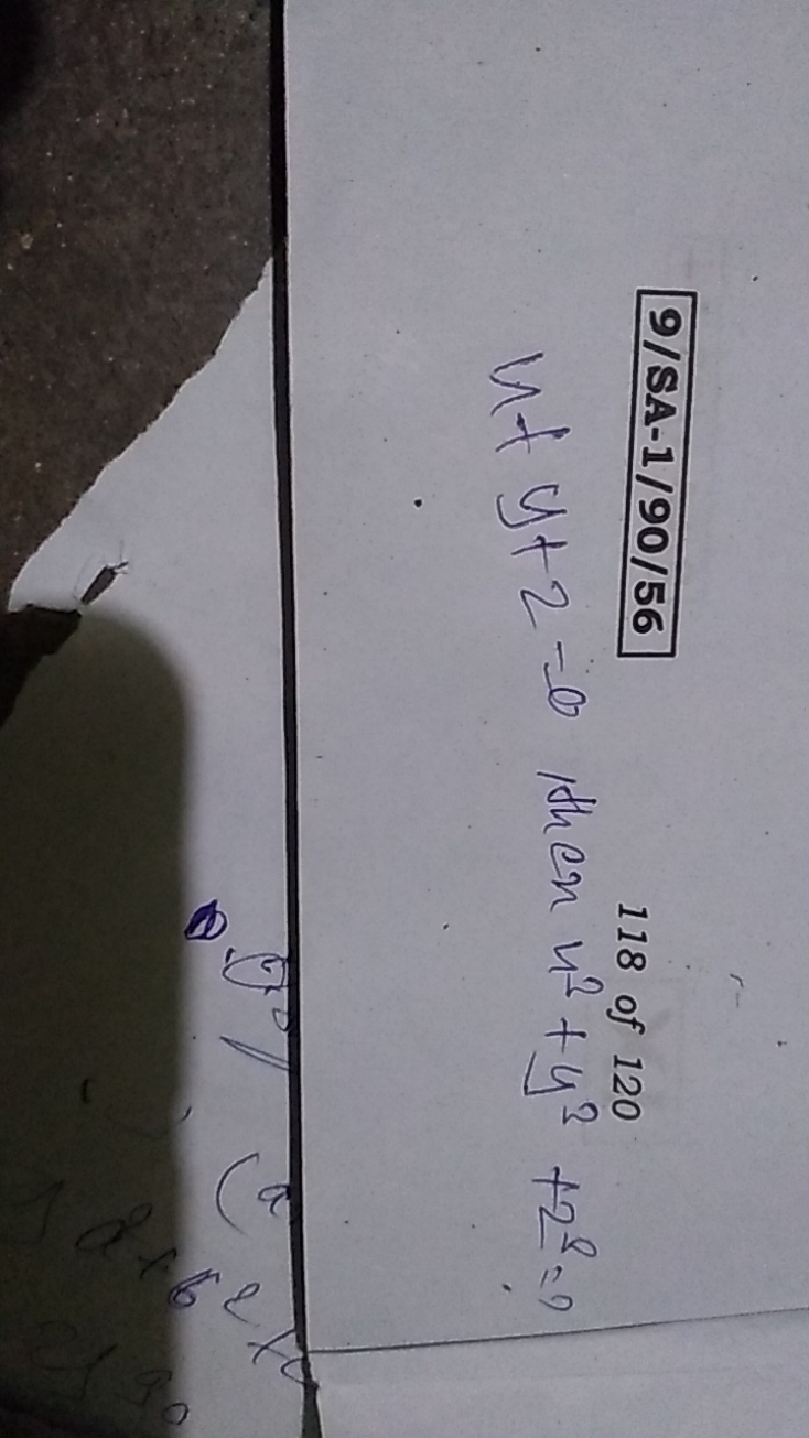 9/SA-1/90/56 118+2=0 then n2+y3+28= ?