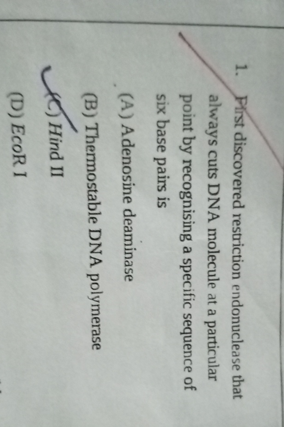 1. Plist discovered restriction endonuclease that always cuts DNA mole