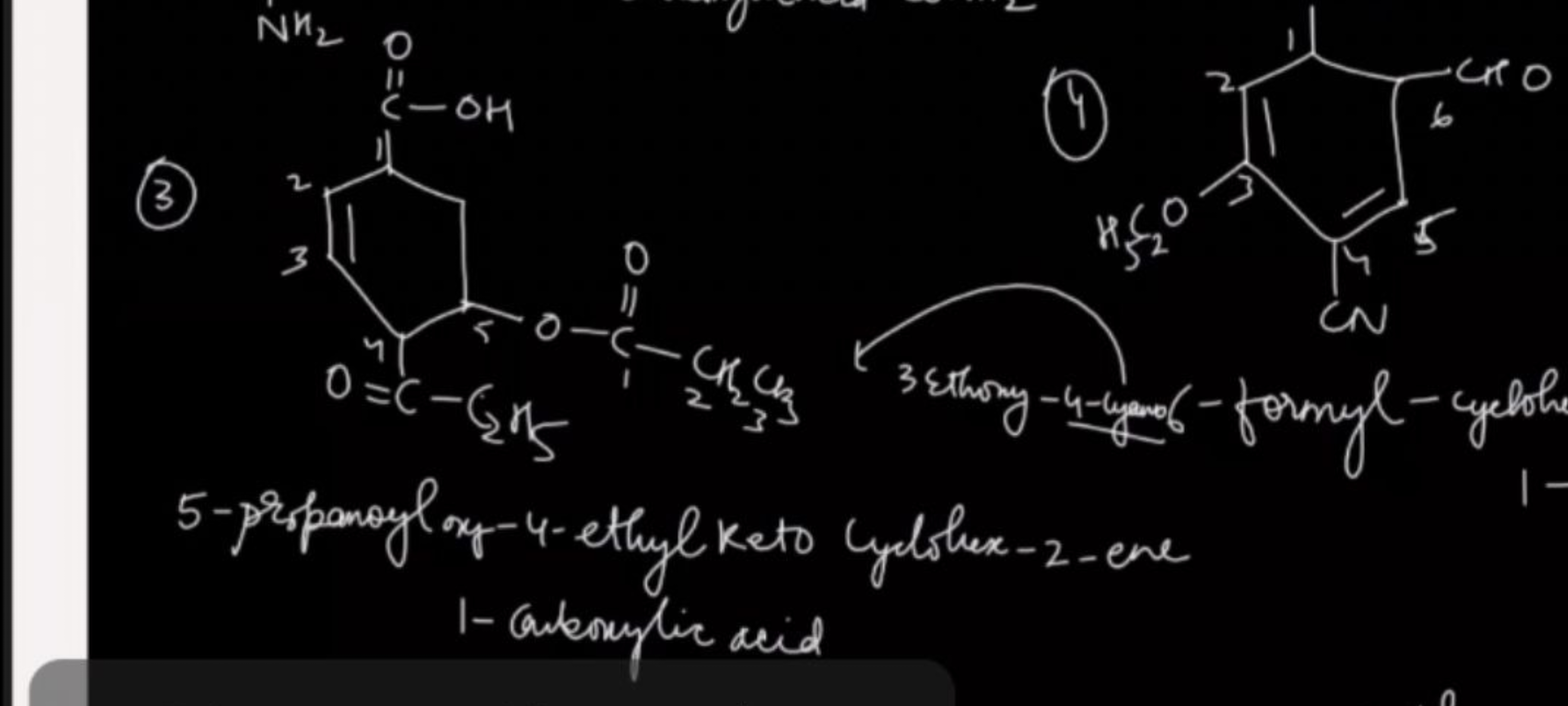 
(4)(3)
CC(C)(C)C(=O)OC1CC(C(N)=O)C=CC1=O
5-prspanoyl ay-4-ethyl keto 