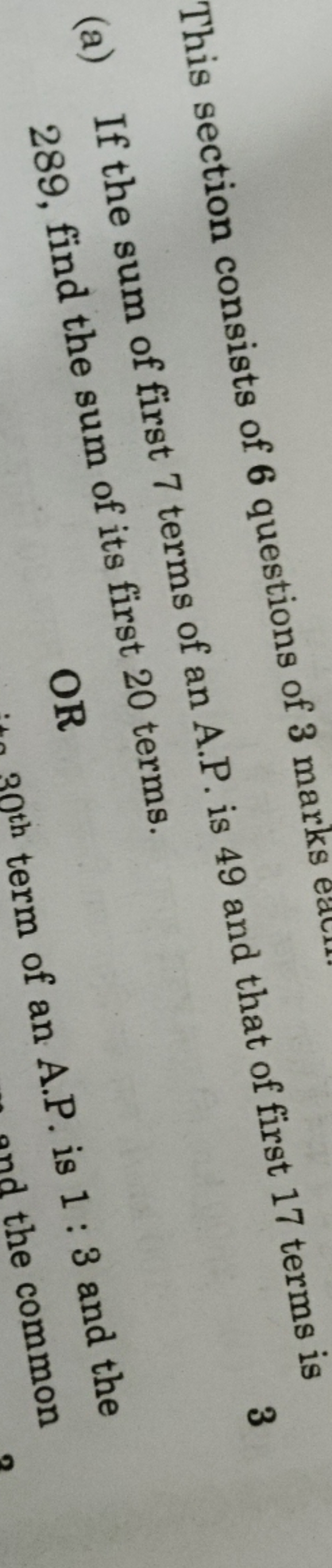 This section consists of 6 questions of 3 marks eac
3
(a) If the sum o