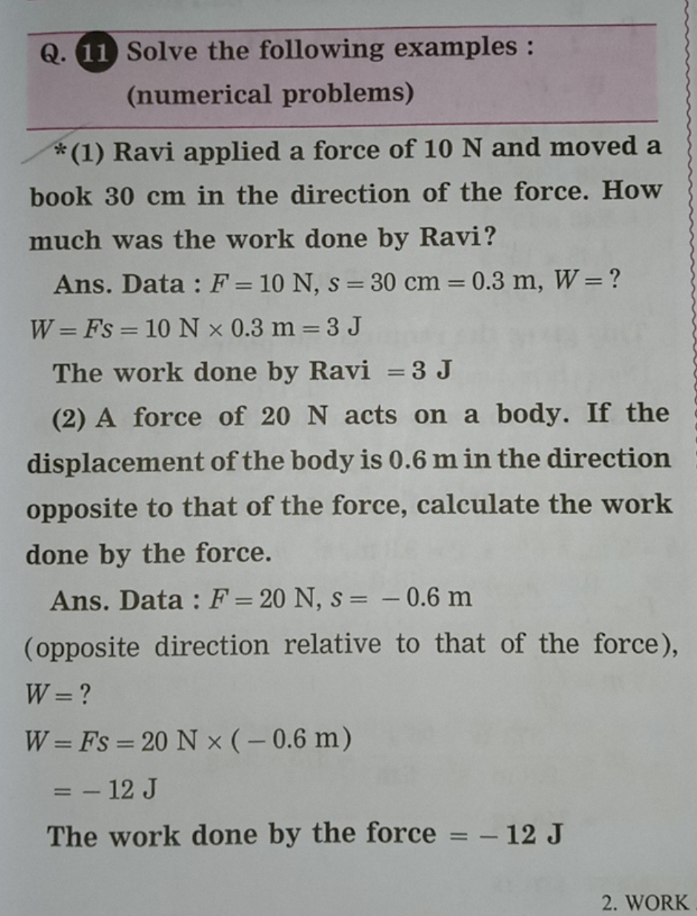 Q. 11 Solve the following examples: (numerical problems)
*(1) Ravi app