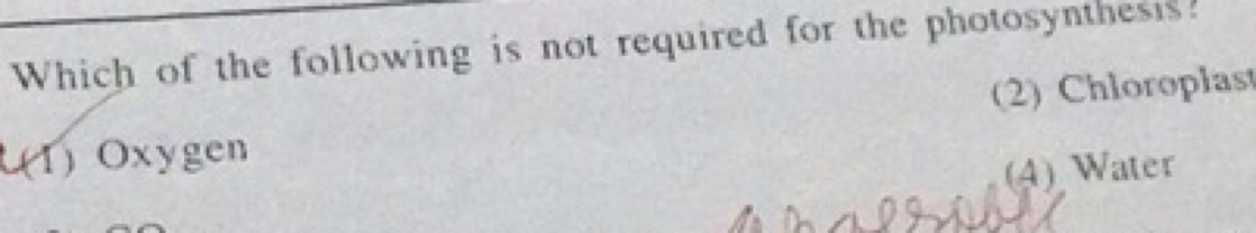 Which of the following is not required for the photosynthesis?
(2) Chl