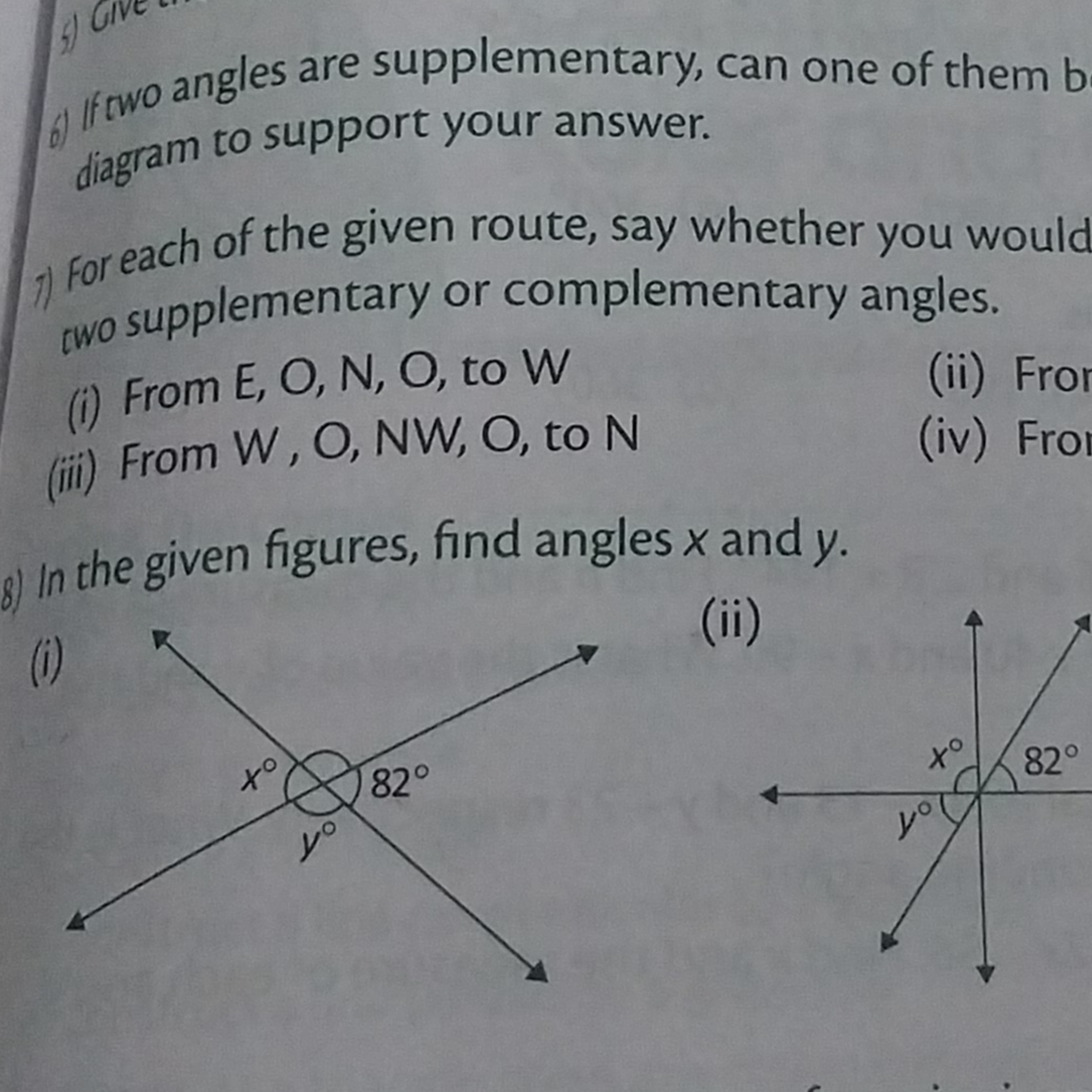 6) If fwo angles are supplementary, can one of them b diagram to suppo