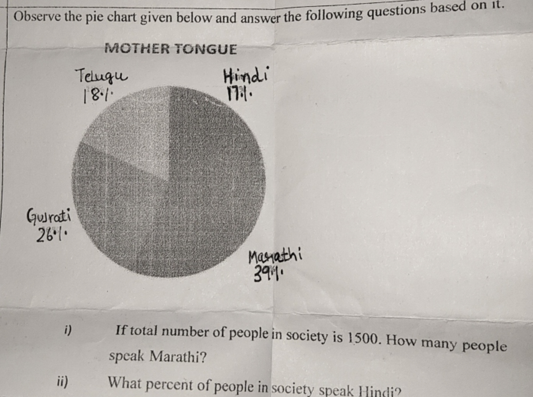 Observe the pie chart given below and answer the following questions b