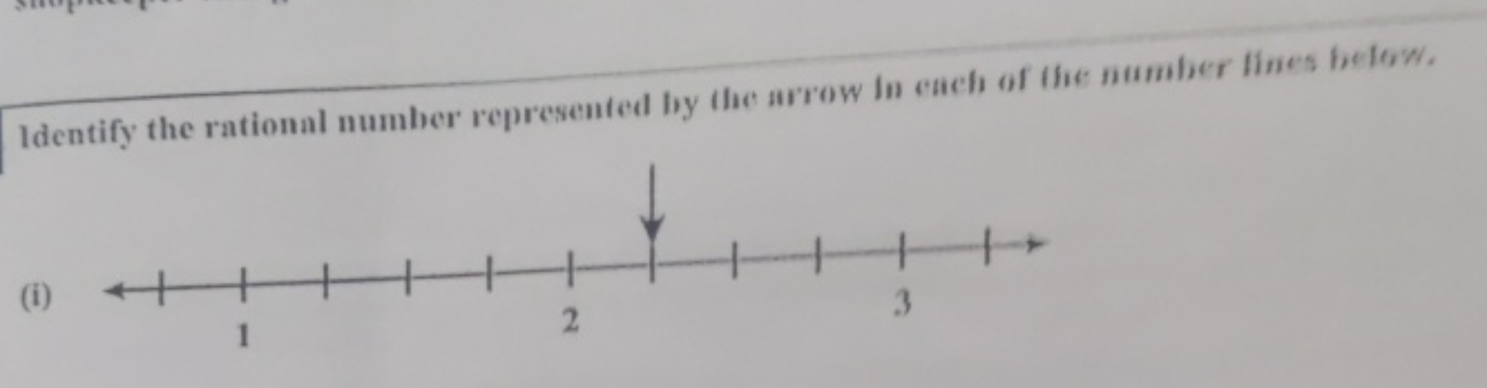 Identify the rational number represented by the arow in ench of the nu