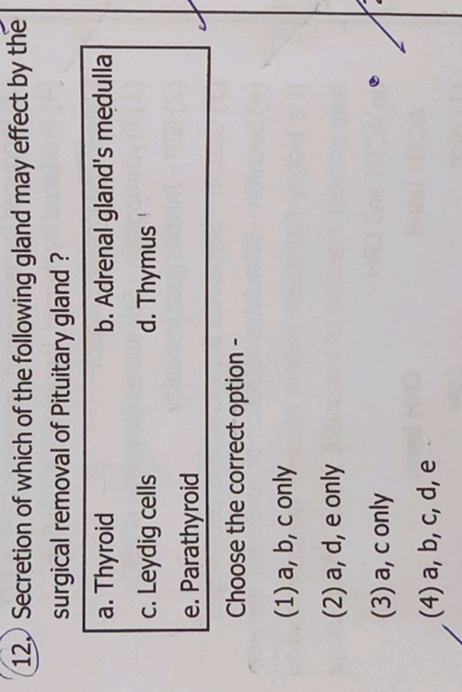 12. Secretion of which of the following gland may effect by the surgic