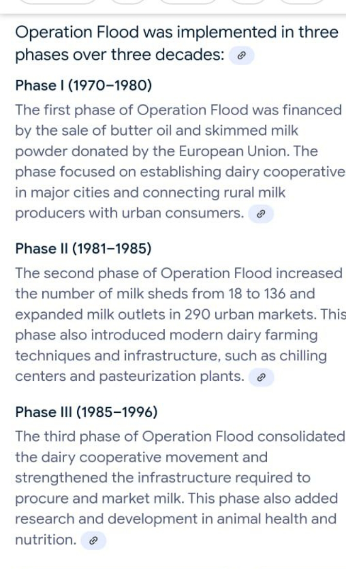 Operation Flood was implemented in three phases over three decades:

P