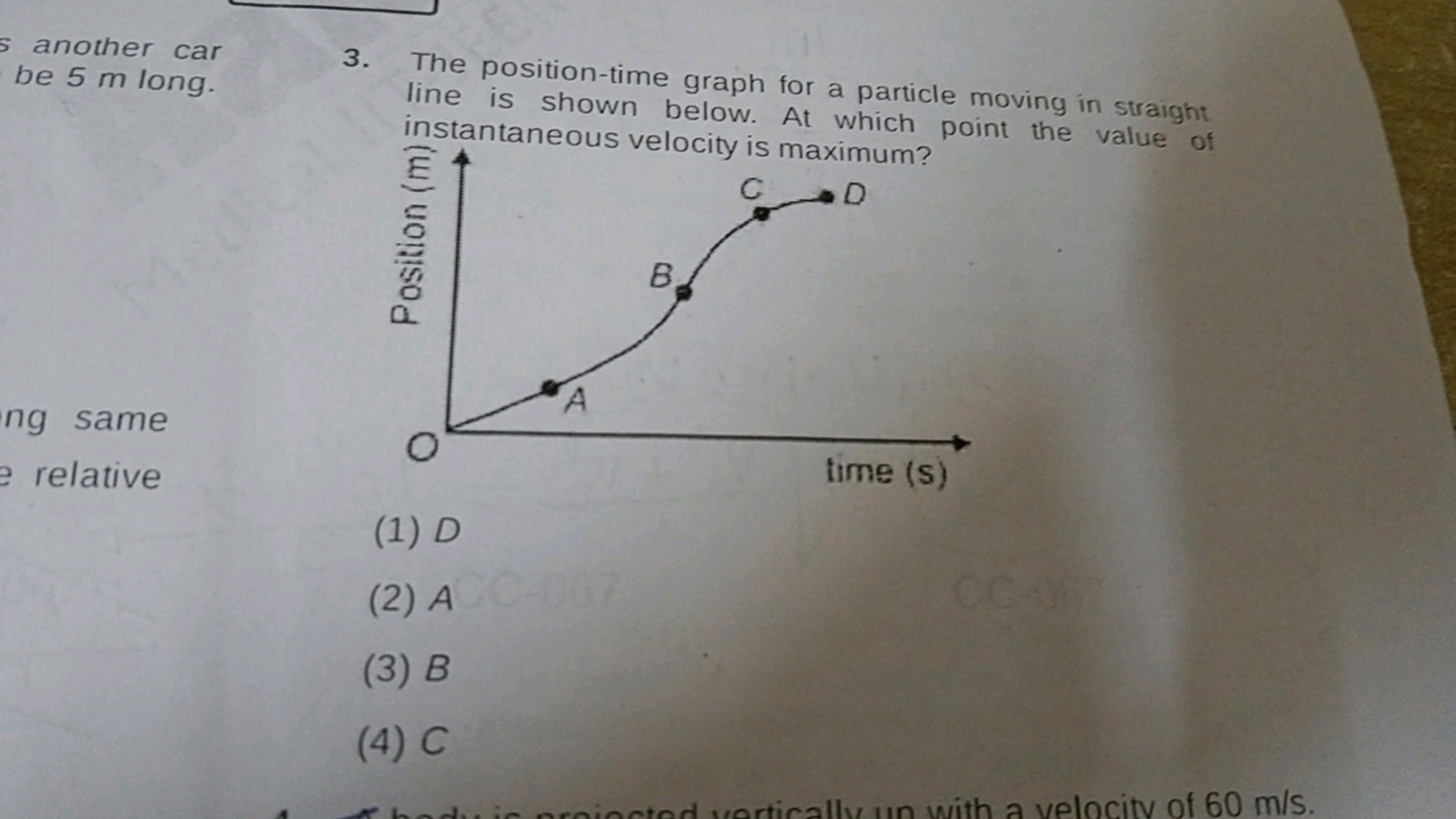 5 another car be 5 m long.
ng same
relative
3. The position-time graph