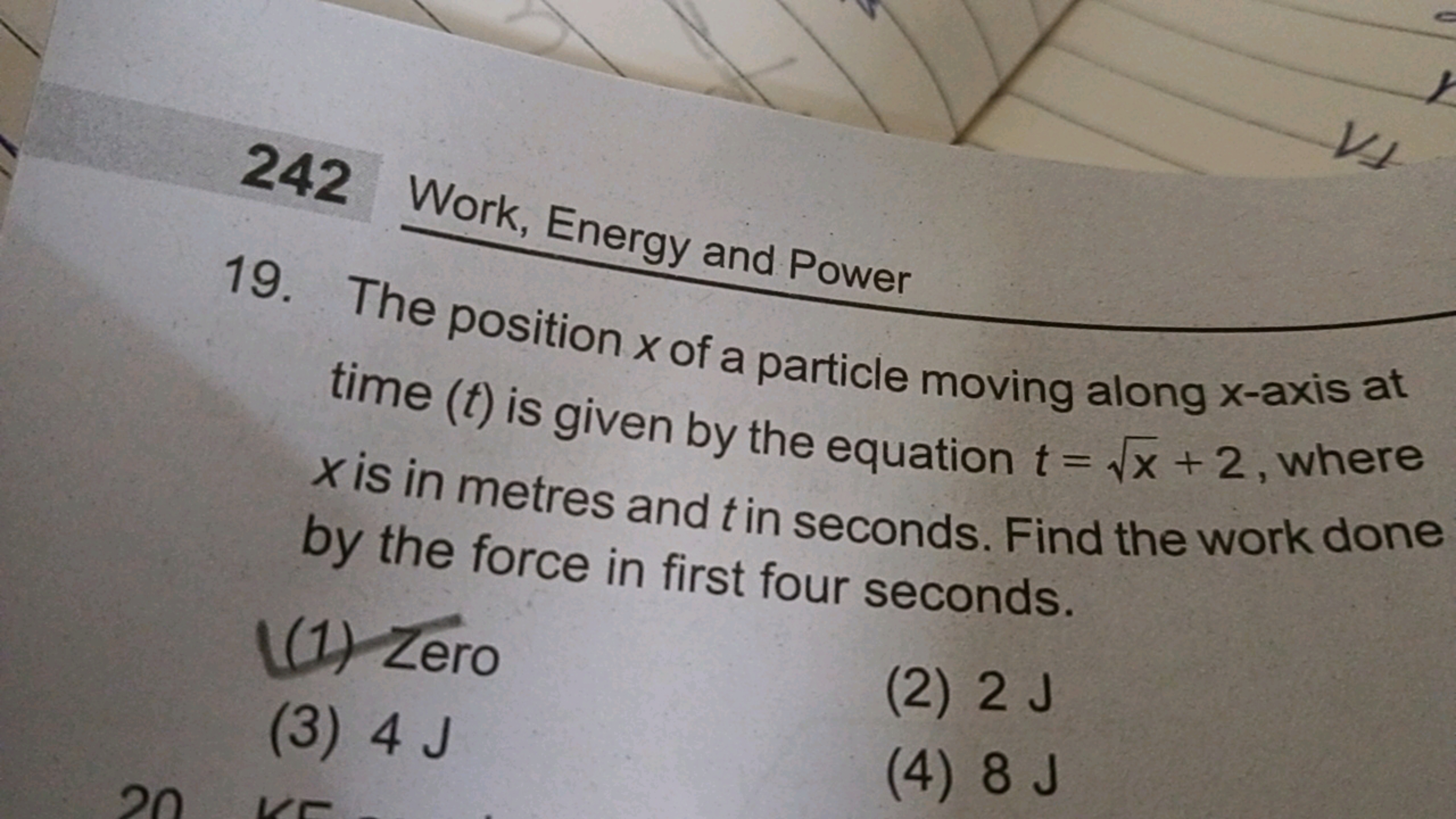 242 Work, Energy and Power
19. The position x of a particle moving alo