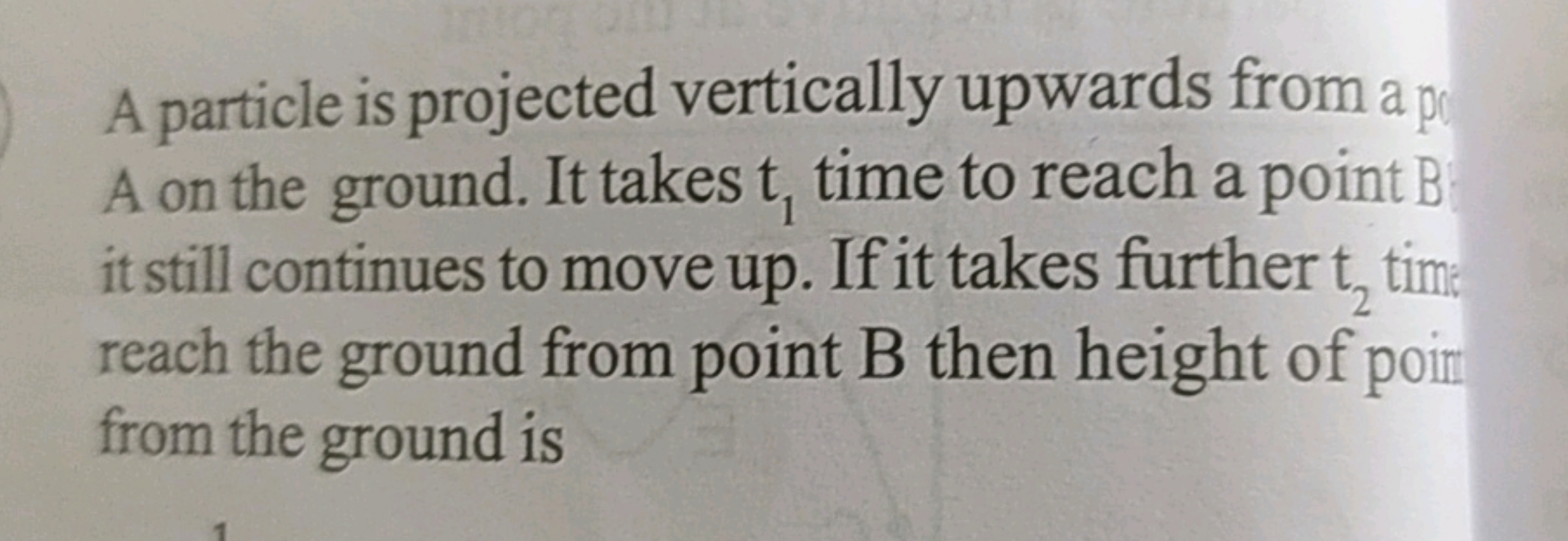 A particle is projected vertically upwards from a p A on the ground. I