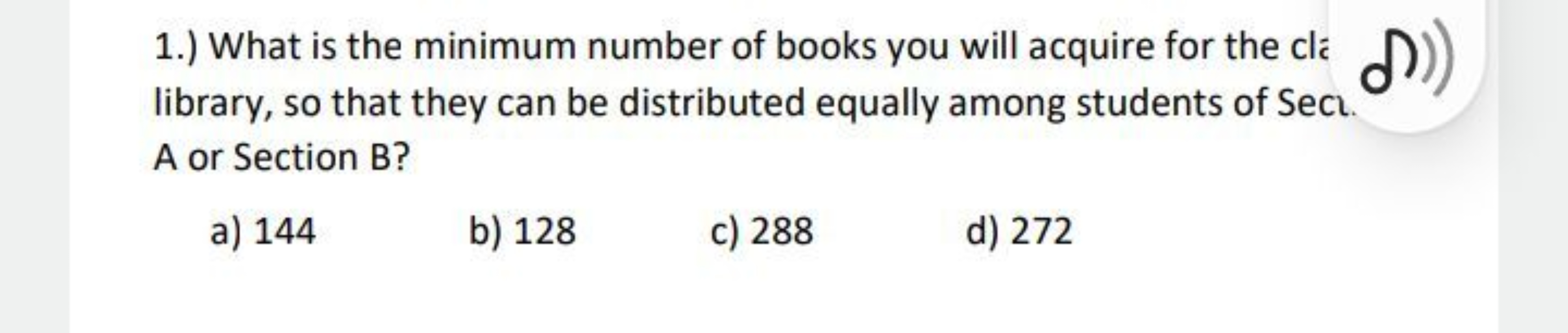 1.) What is the minimum number of books you will acquire for the cle l