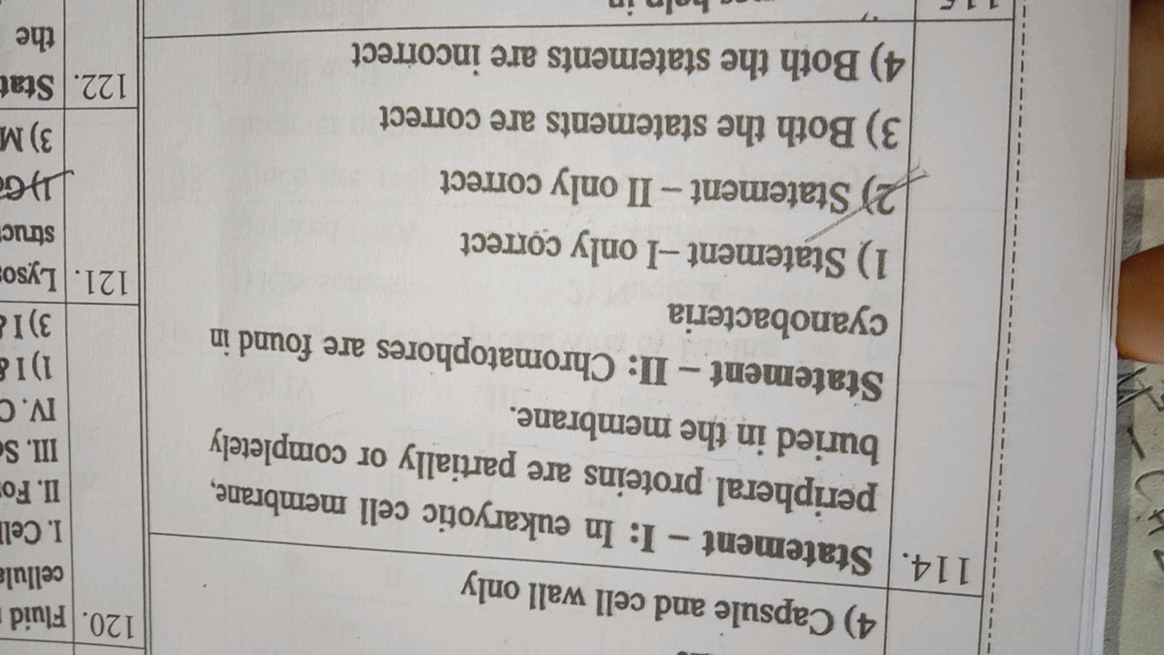 120. Fluid
4) Capsule and cell wall only
114. Statement - I: In eukary